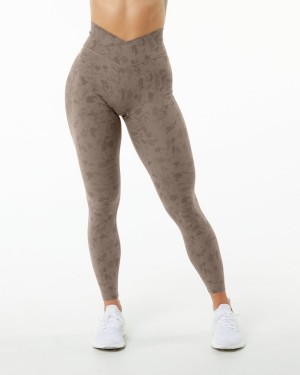 Pebble Print Mocha Alphalete Surface Power Legging Women's Leggings | 7190584-WE