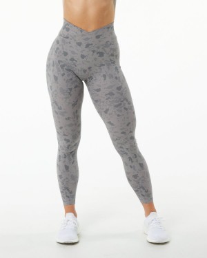 Pebble Print Stone Grey Alphalete Surface Power Legging Women's Leggings | 0651734-MC