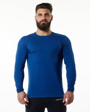 Persian Blue Alphalete Evo Epaulette Tee Men's Shirts | 8621345-NM