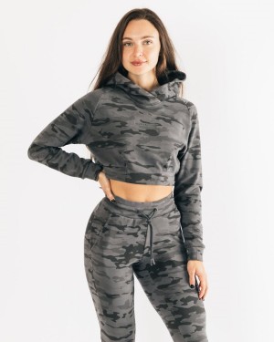 Phantom Camo Alphalete Identity Pro Crop Hoodie Women's Hoodie | 4081359-CV