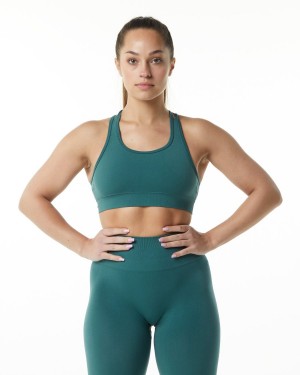 Pier Blue Alphalete Revival Bra Women's Sports Bra | 5871904-NC