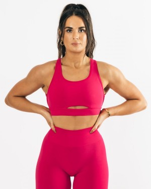 Pink Alphalete Trinity Bra Women's Sports Bra | 3251069-LG