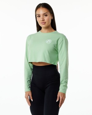 Pistachio Alphalete Dynasty LS Crop Women's Long Sleeve | 7083291-SI