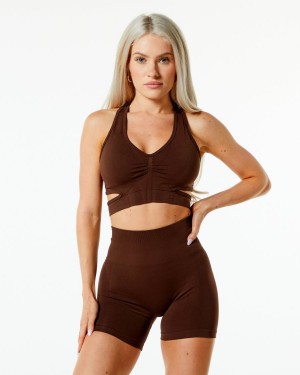 Rich Brown Alphalete Stratus Bra Women's Sports Bra | 1476893-KH