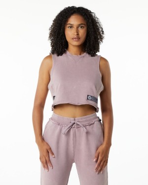 Rose Quartz Alphalete Very Terry Crop Cutoff Women's Tank Top | 6012857-SG