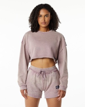 Rose Quartz Alphalete Very Terry Crop Pullover Women's Jackets | 3240915-TG