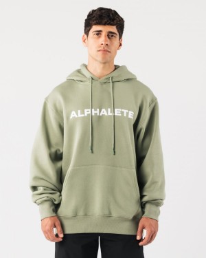 Sage Alphalete Core Hoodie Men's Hoodie | 7806519-LE