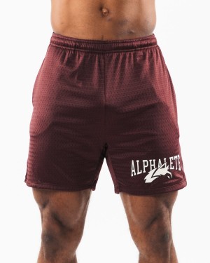 Sangria Alphalete Wolf Head Mesh Short 6" Men's Shorts | 1085439-TV