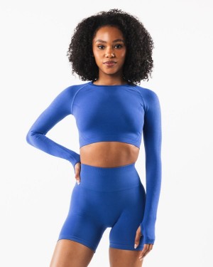 Sapphire Alphalete Stratus LS Crop Women's Long Sleeve | 6279051-MH