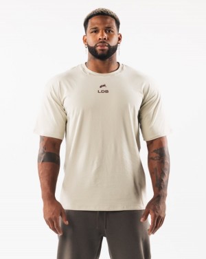 Sea Shell / Sangria Alphalete Brushed Crest Tee Men's Shirts | 3495216-JF