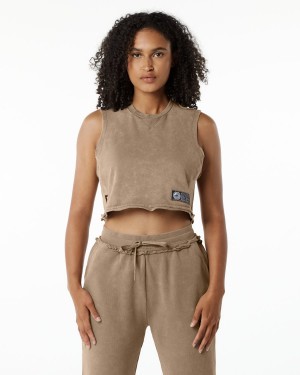 Smokey Quartz Alphalete Very Terry Crop Cutoff Women's Tank Top | 7163450-OD