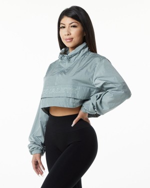 Steel Blue Alphalete Endure Crop Jacket Women's Jackets | 2064781-XU