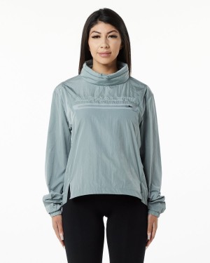 Steel Blue Alphalete Endure Pullover Women's Jackets | 6451308-XG