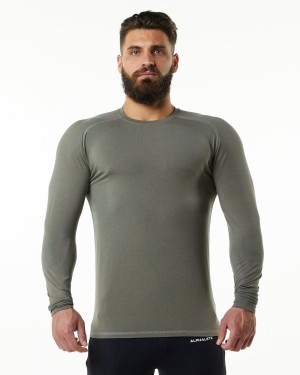 Stone Grey Alphalete Evo Epaulette Tee Men's Shirts | 0537264-GS