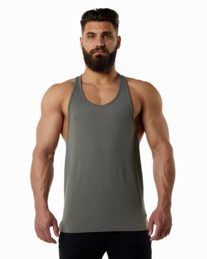 Stone Grey Alphalete Evo Stringer Men's Stringers | 5978403-NX