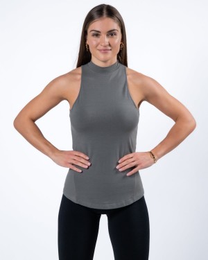 Stone Grey Alphalete Evo Tank Women's Tank Top | 7835620-ZJ