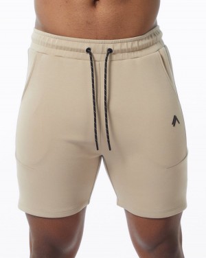 Tan Alphalete ELMTS Athletic Short 6" Men's Shorts | 6924573-HC