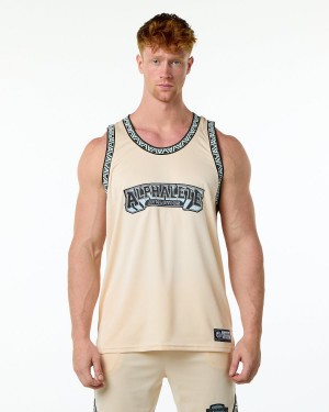 Tan Alphalete Varsity Basketball Jersey Men's Stringers | 7490258-LN