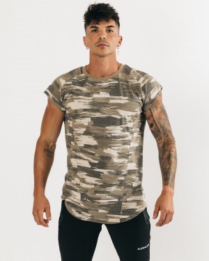 Tan Canvas Camo Alphalete Velocity Sleeveless Tee Men's Stringers | 3295068-IF