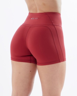 Tartan Red Alphalete Pulse Surge Short 4" Women's Shorts | 8153670-ZK