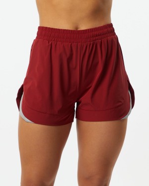 Tartan Red Alphalete Stride Short 3" Women's Shorts | 9132076-DA