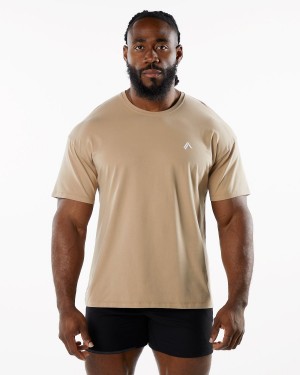 Taupe Alphalete Emblem Tee Men's Shirts | 8293041-PT