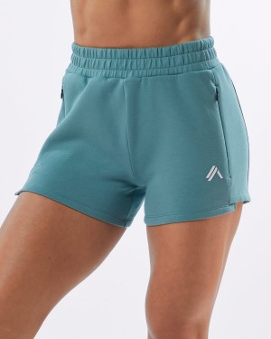 Teal Alphalete ELMTS Athletic Short 3.5" Women's Shorts | 0513974-DU