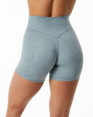 Washed Denim Alphalete Alphalux Wonder Short 6" Women's Shorts | 8367091-RX