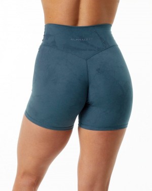 Whale Blue Alphalete Alphalux Wonder Short 6" Women's Shorts | 9265371-RS