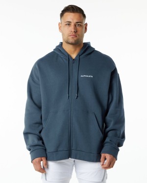 Whale Blue Alphalete Classic Full-Zip Jacket Men's Jackets | 1267540-WC