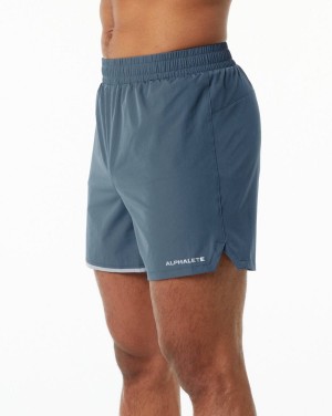 Whale Blue Alphalete Core Stride Short 5” Men's Shorts | 3748925-CS