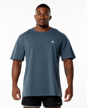 Whale Blue Alphalete Emblem Tee Men's Shirts | 7915486-BS