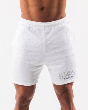 White Alphalete AA Mesh Short 6” Men's Shorts | 7019325-HS