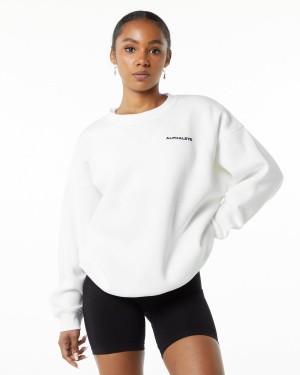 White Alphalete Classic Crew Women's Jackets | 9534167-KW