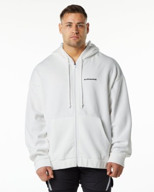 White Alphalete Classic Full-Zip Jacket Men's Jackets | 8935724-AZ