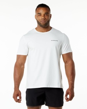 White Alphalete Classic Tee Men's Shirts | 3862740-OJ