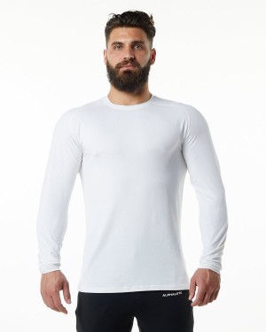 White Alphalete Evo Epaulette Tee Men's Shirts | 9127843-NW