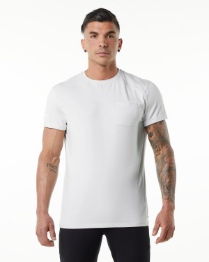 White Alphalete Evo Pocket Tee Men's Shirts | 7231680-KO