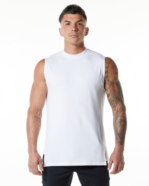 White Alphalete Evo Tank Men's Tanks | 3019267-FJ