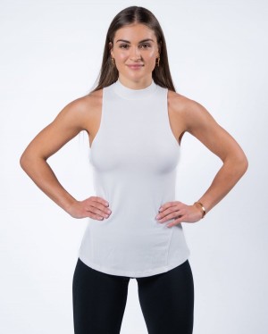 White Alphalete Evo Tank Women's Tank Top | 0193582-RZ