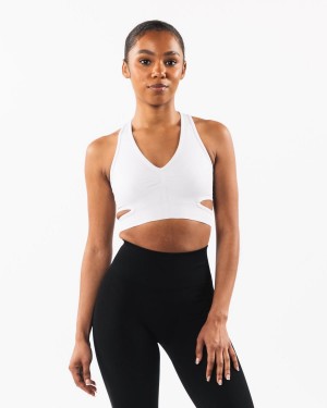 White Alphalete Stratus Bra Women's Sports Bra | 9645013-MA