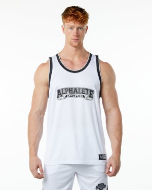 White Alphalete Varsity Basketball Jersey Men's Stringers | 3541096-UA