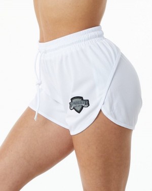 White Alphalete Varsity Short 3.25" Women's Shorts | 4862395-WL