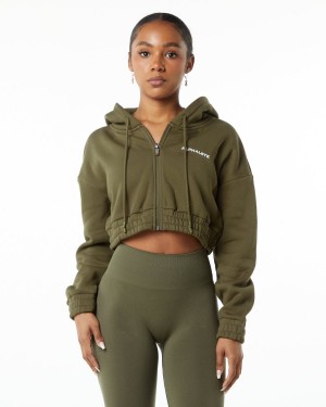 Willow Alphalete Classic Capital Full-Zip Crop Jacket Women's Jackets | 4025681-XK