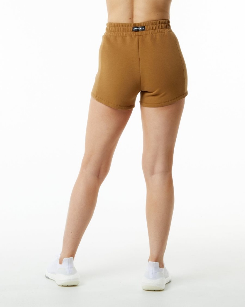 Almond Alphalete ELMTS Athletic Short 3.5" Women's Shorts | 6789450-LC