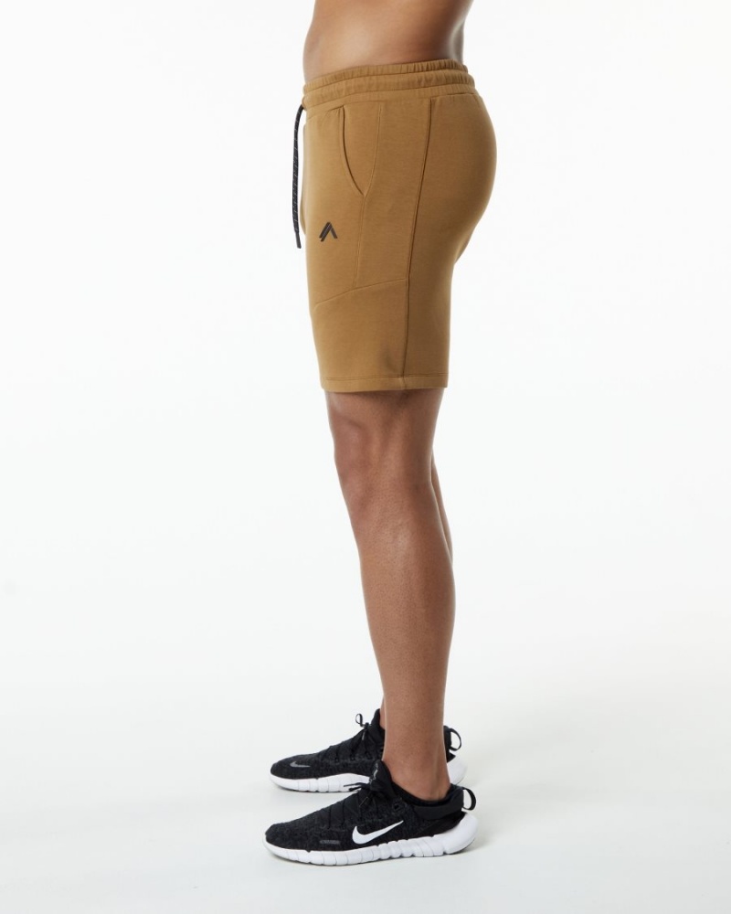 Almond Alphalete ELMTS Athletic Short 6" Men's Shorts | 5937460-DH