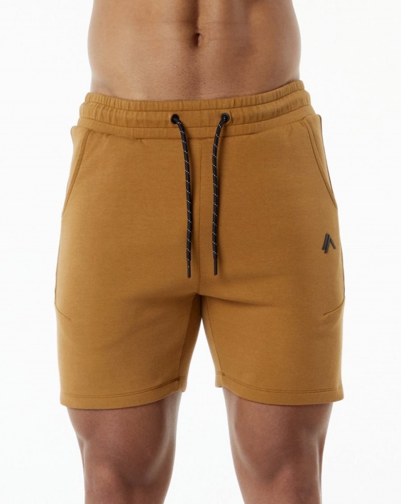 Almond Alphalete ELMTS Athletic Short 6" Men\'s Shorts | 5937460-DH