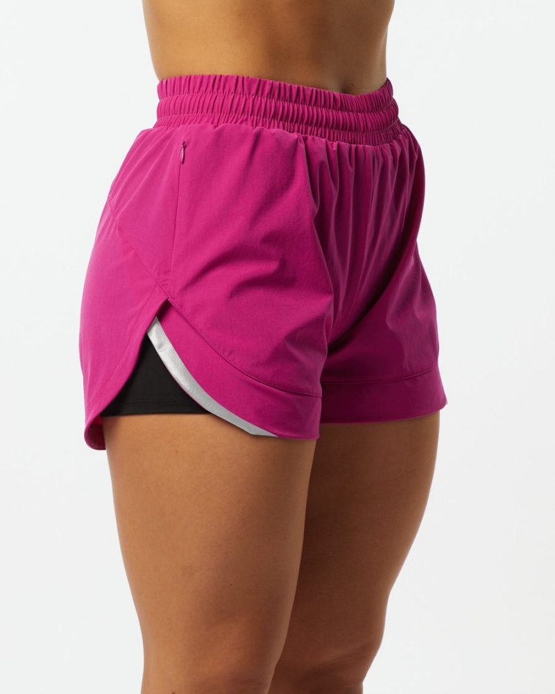 Arcade Pink Alphalete Stride Short 3" Women's Shorts | 9528743-ZN