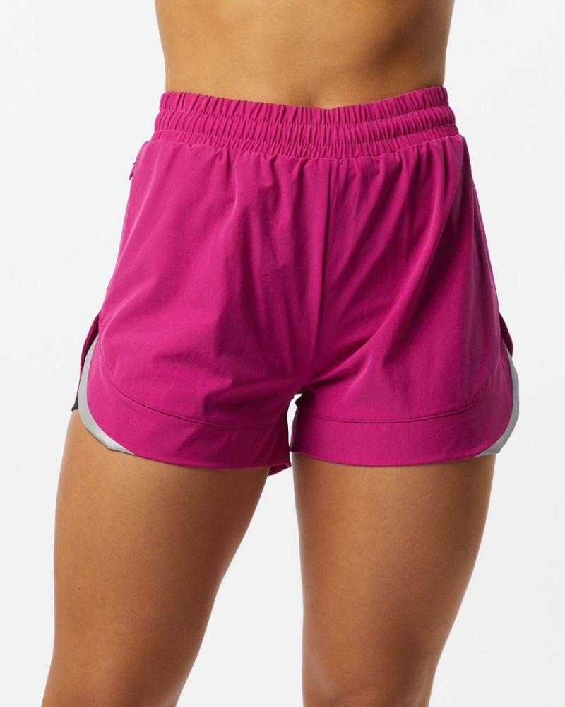 Arcade Pink Alphalete Stride Short 3" Women\'s Shorts | 9528743-ZN