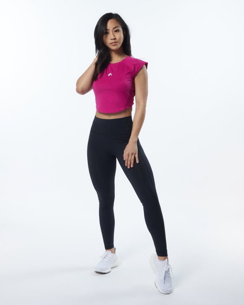 Arcade Pink Alphalete Velocity Crop Tee Women's Shirts | 9714026-JO